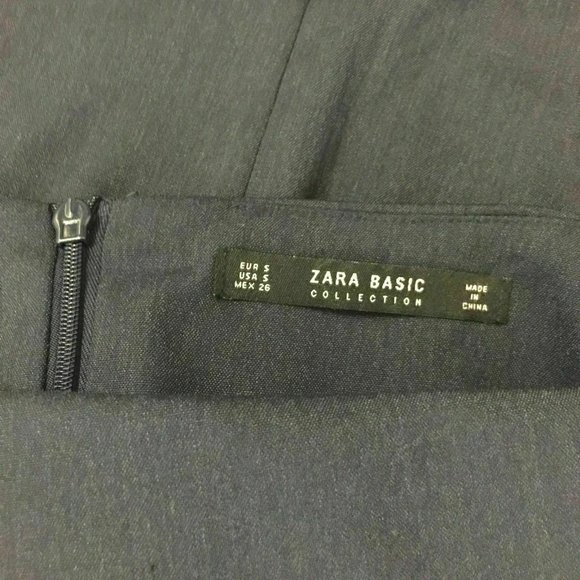 Zara Basic S Blue Pencil Skirt Side Slit Back Zip - Picture 9 of 9